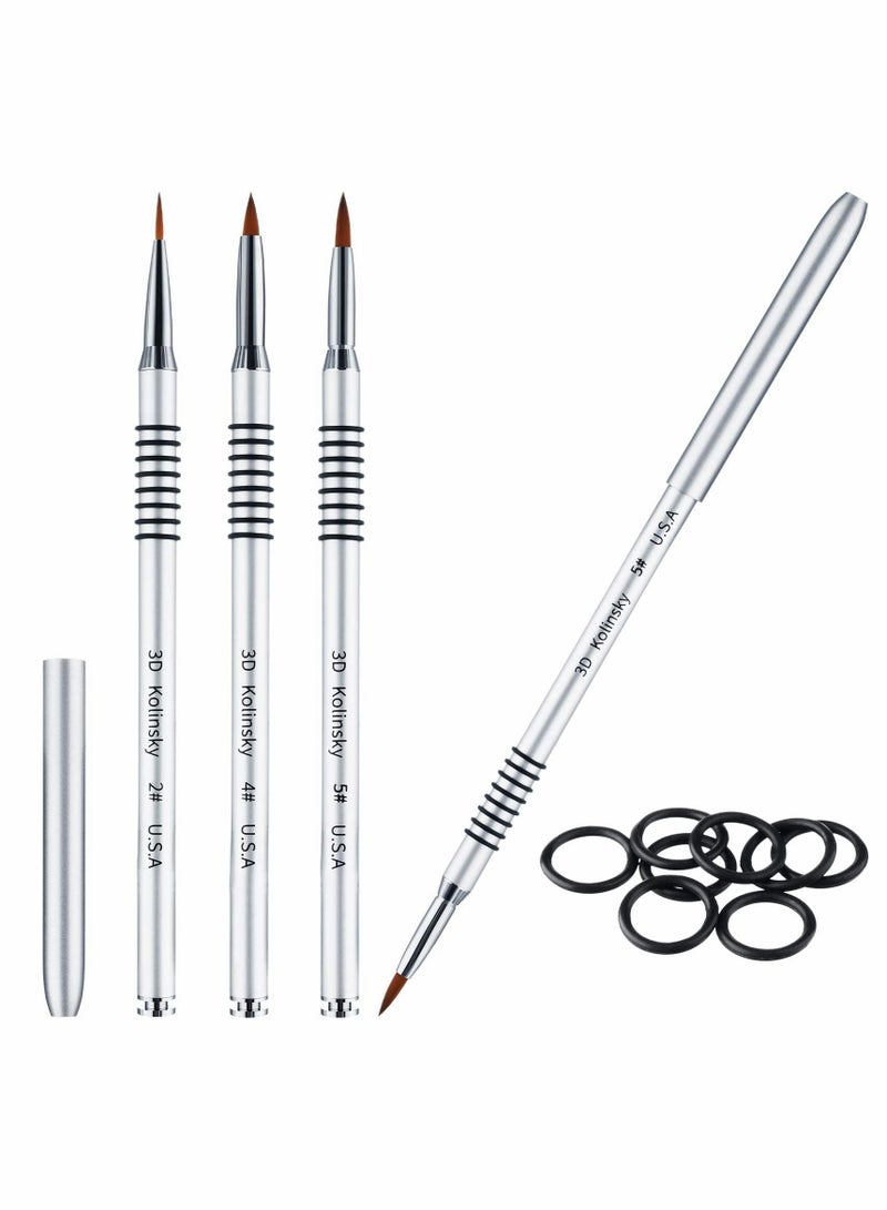 SYOSI Nail Art Brush, Nail Brush 3D Silver Metal Nail Art Brush with Non-slip Handle ring for Nail Design Nail Painting( 3Pcs, 2mm, 4mm, 5mm) - Image 1