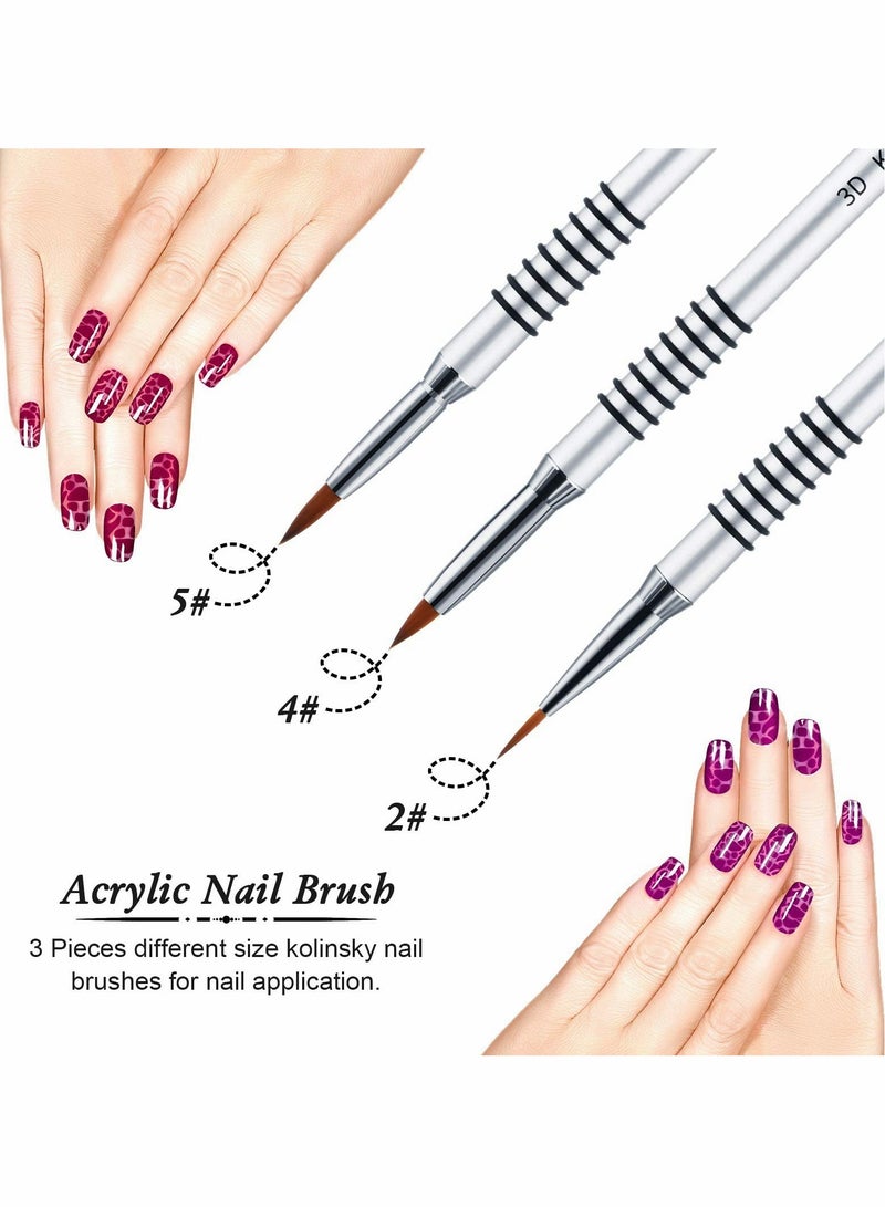 SYOSI Nail Art Brush, Nail Brush 3D Silver Metal Nail Art Brush with Non-slip Handle ring for Nail Design Nail Painting( 3Pcs, 2mm, 4mm, 5mm) - Image 5