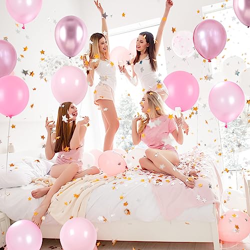 Togvu Pink Balloons Set, 60 Packs 12 Inch Metallic Chrome Pink Pearl Macaron Light Pink Different Shades Balloons for Girl Women Birthday Decorations, Wedding, Christening, Baby Shower Party - Image 3