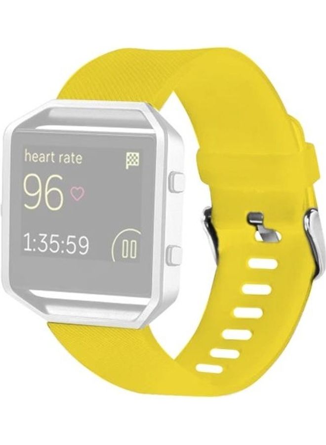 NIBEMINENT Oblique Texture Silicone Watchband For Fitbit Blaze Watch Yellow - Image 1