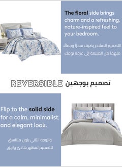 دوناتيلا طقم لحاف قطن 4 قطع مقاس مفرد طوال الموسم سرير مطبوع عليه زهور قابل للعكس (120 * 200 سم) مع حشوة بديلة 350 جرام لكل متر مربع ، نبع ماء حار  - Image 5