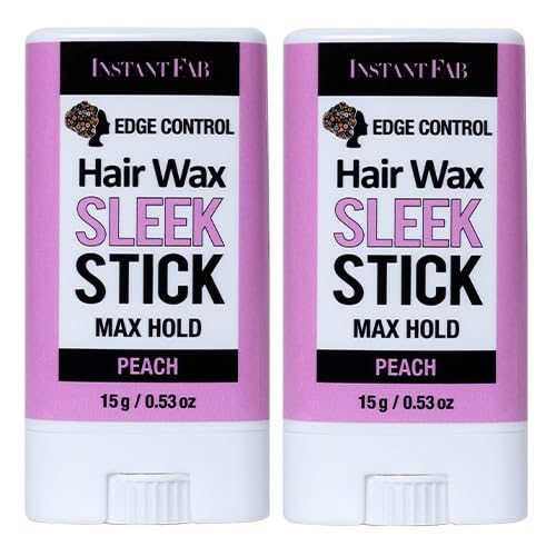 STUDIO LIMITED Instant Fab Edge Control Hair Wax Stick  Max Hold Nongreasy Styling Pomade for Sleek Flyaways and Hair 053oz 15g Peach 2 Pack