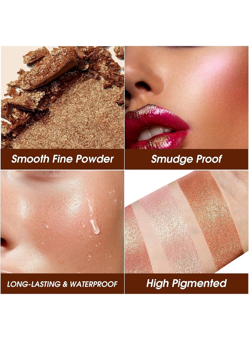 LANGMANNI Waterproof 5‑Color Highlighter & Illuminator Powder Palette – Baked Face Makeup with Bronzers for Radiant, Long‑Lasting Glow & Silky Smooth Finish - Image 4