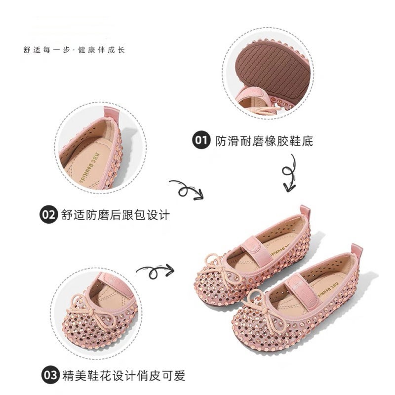 Canyze Girls Leather Shoes 2025 Spring New Children Bow Baby Crystal Shoes Shiny Princess Shoes - Image 5