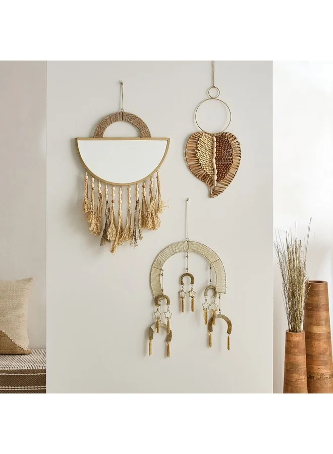 Home Box Enzo Mirror with Wood Wall Decor 50 x 40 cm