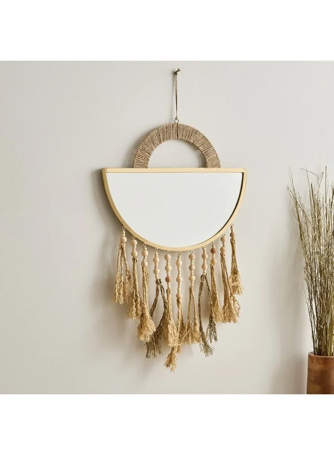Home Box Enzo Mirror with Wood Wall Decor 50 x 40 cm
