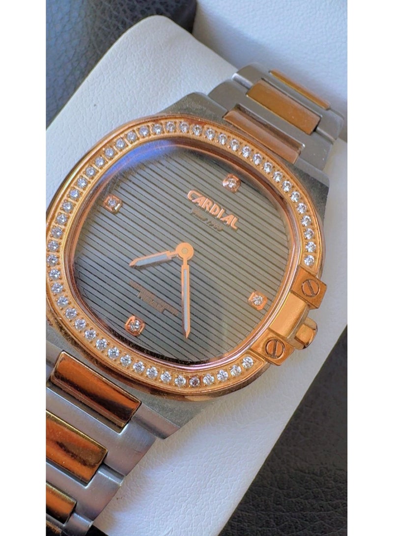 Cardial C-9715 Two-Tone Men's Watch - CZ Stones Bezel - Pre-Owned (Like Brand New) - Image 3