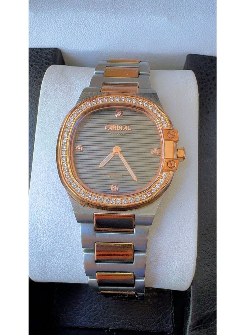 Cardial C-9715 Two-Tone Men's Watch - CZ Stones Bezel - Pre-Owned (Like Brand New) - Image 1