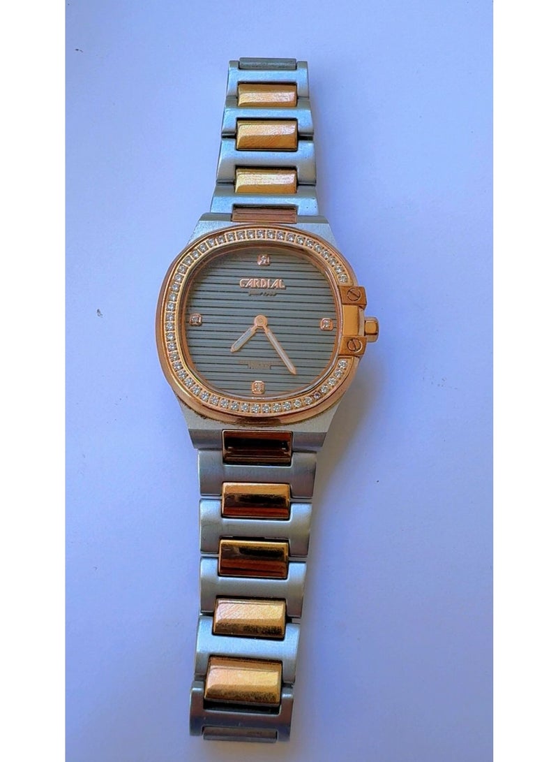 Cardial C-9715 Two-Tone Men's Watch - CZ Stones Bezel - Pre-Owned (Like Brand New) - Image 2