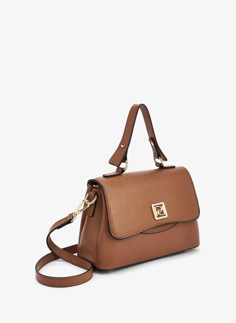 Paprika Solid Satchel Bag With Detachable Strap - Image 3