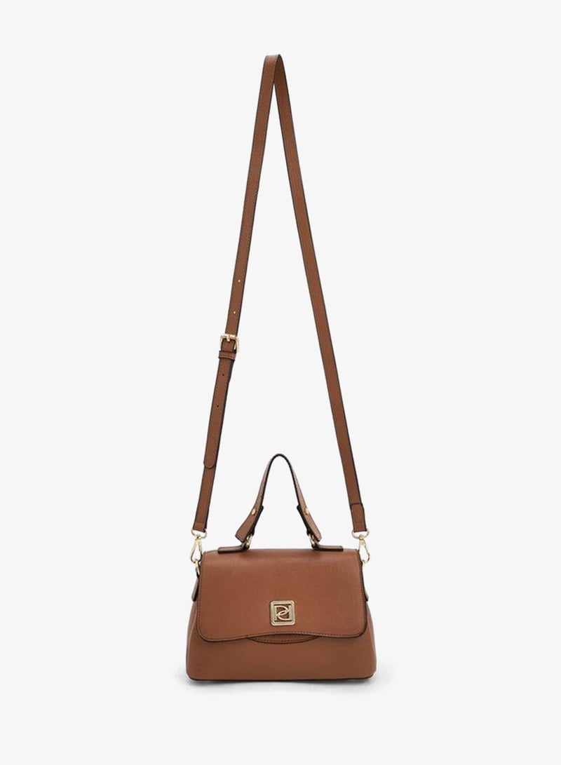Paprika Solid Satchel Bag With Detachable Strap - Image 2