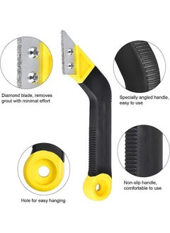 Generic Grout Scraping Rake Tool Tile Grout Saw Grout Removal Tool Tile Grout Hand Saw Angled Grout Clean Remover with 6 Pcs Blades Replacement for Tile Cleaning Removing Paint  - Image 3