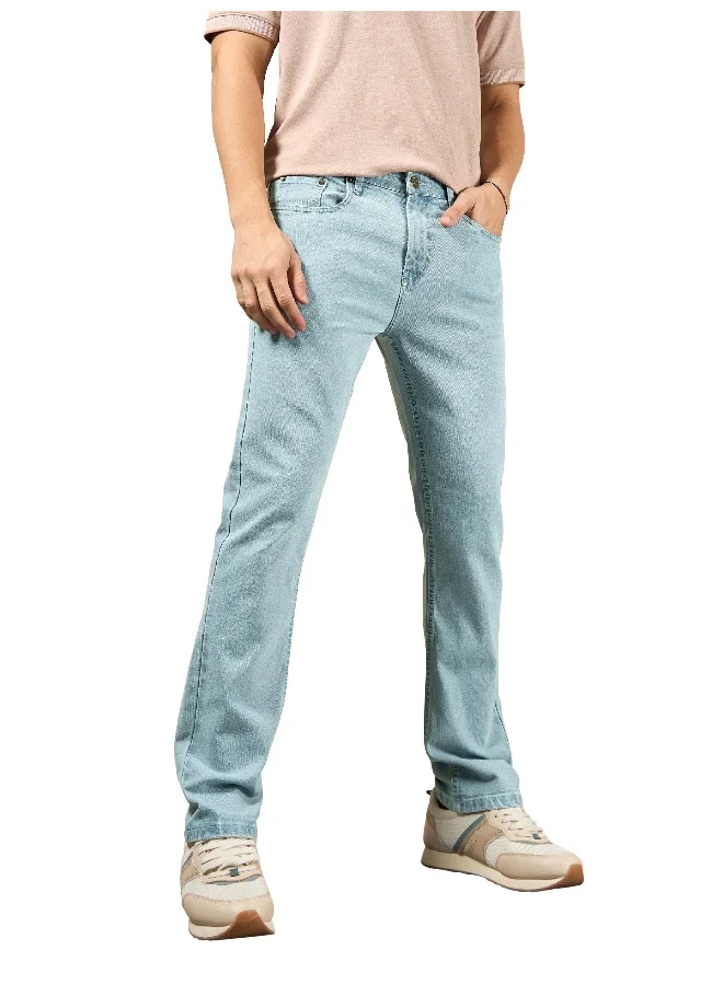 Beyoung cotton lycra Ice Blue Regular Fit Jeans for men