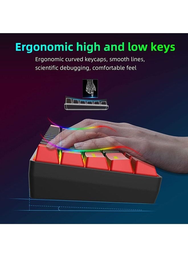 Rock Pow - 60% Wired Gaming Keyboard,True RGB Mini Keyboard, Waterproof Small Compact 61 Keys Keyboard for PC/Mac Gamer, Typist, Travel, Easy to Carry on Business Trip - Image 1
