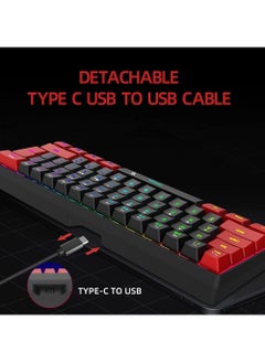 Rock Pow 60% Wired Gaming Keyboard,True RGB Mini Keyboard, Waterproof Small Compact 61 Keys Keyboard for PC/Mac Gamer, Typist, Travel, Easy to Carry on Business Trip  - Image 2