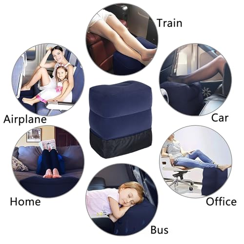 MYFON Inflatable Travel Foot Rest Pillow, Adjustable Height Leg Rest Pillow for Cars, Home, Office, Trains, Airplane, Make a Flat Bed for Baby, Kids, Toddlers, with 2in1 Storage Bag (1 Pack) - Image 2