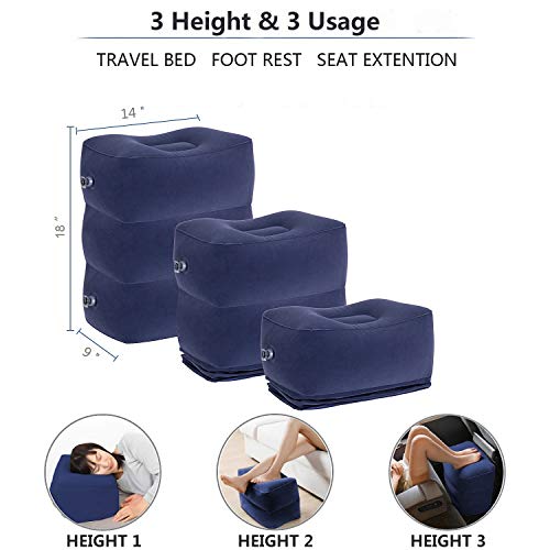 MYFON Inflatable Travel Foot Rest Pillow, Adjustable Height Leg Rest Pillow for Cars, Home, Office, Trains, Airplane, Make a Flat Bed for Baby, Kids, Toddlers, with 2in1 Storage Bag (1 Pack) - Image 3