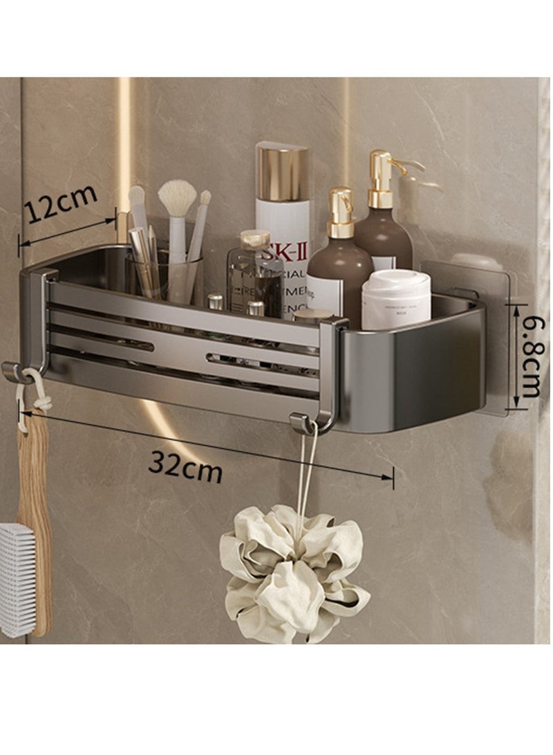 Aluminium No Drilling Bath Corner Shower Caddy Rustproof Waterproof Adhesive Shelves Rack Large Capacity Bathroom Shower Shelves Wall-Mounted Large Capacity Organizers Storage Home Decor - Image 2