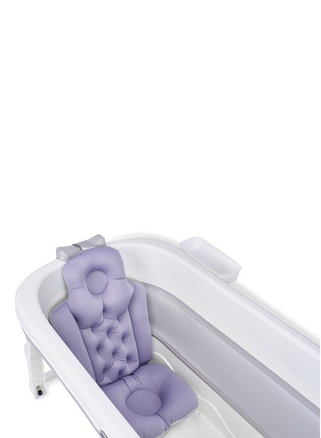 ليمرا وسادة حمام قابلة للطي للبالغين، وسادة مقعد لحوض الاستحمام للبالغين، وسادة حوض استحمام مريحة، وسادة حمام لدعم الرقبة والرأس والكتفين بمشبك تثبيت يمكن تعليقها رمادي غامق - Image 1