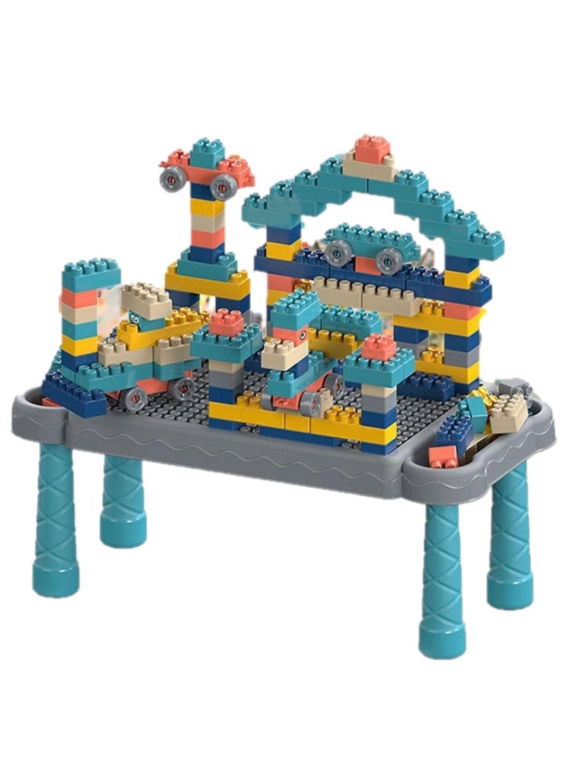 Building Blocks Set For Kids 3+ Years 88 Pieces Big Stacking Blocks With Slideway Educational Toys For Boys And Girls Height Adjustable Block Table And Storage Box Multi-functional Kids Activity Table Small Size - Image 1