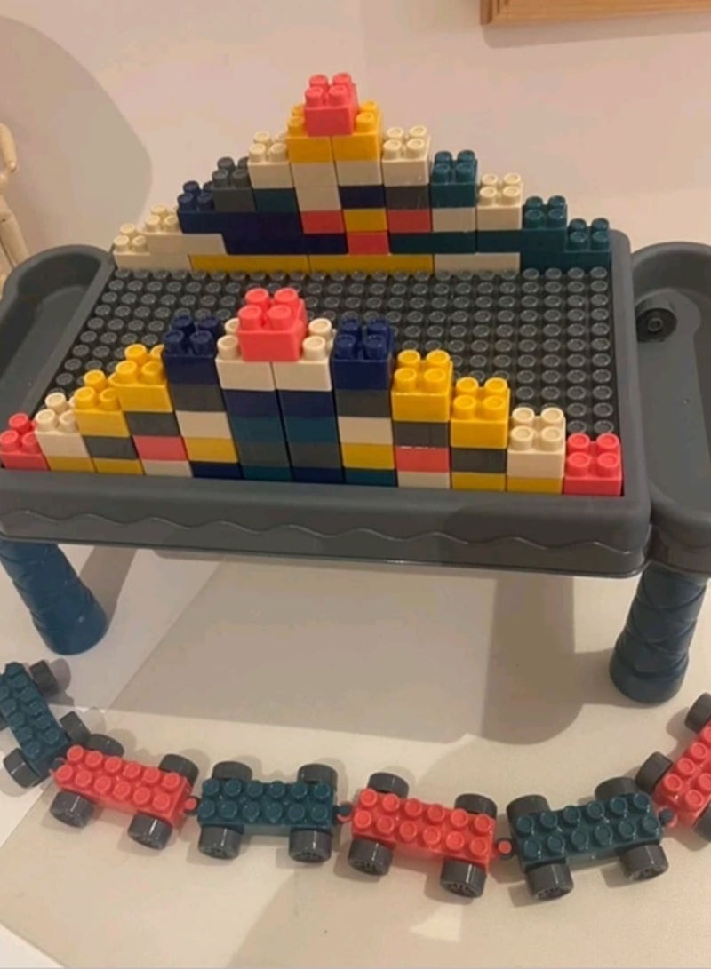 Building Blocks Set For Kids 3+ Years 88 Pieces Big Stacking Blocks With Slideway Educational Toys For Boys And Girls Height Adjustable Block Table And Storage Box Multi-functional Kids Activity Table Small Size - Image 2