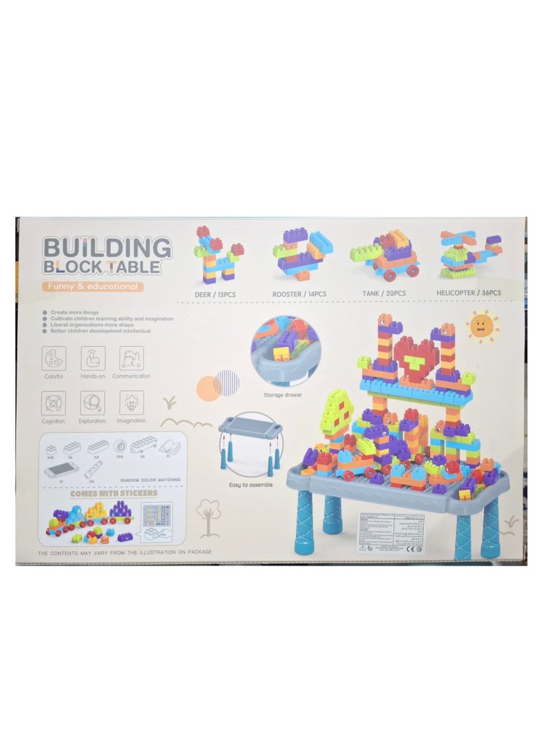 Building Blocks Set For Kids 3+ Years 88 Pieces Big Stacking Blocks With Slideway Educational Toys For Boys And Girls Height Adjustable Block Table And Storage Box Multi-functional Kids Activity Table Small Size - Image 5