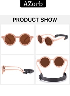 AZorb Baby Sunglasses Polarized with Adjustable Strap Round Flexible Rubber Shades Babies Sun Glasses for Kids Toddler Newborn Infant Boys Girls Age 0-3 Pink  - Image 3