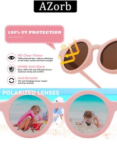 AZorb Baby Sunglasses Polarized with Adjustable Strap Round Flexible Rubber Shades Babies Sun Glasses for Kids Toddler Newborn Infant Boys Girls Age 0-3 Pink  - Image 4