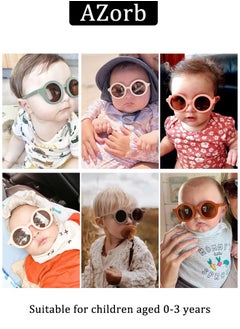 AZorb Baby Sunglasses Polarized with Adjustable Strap Round Flexible Rubber Shades Babies Sun Glasses for Kids Toddler Newborn Infant Boys Girls Age 0-3 Pink  - Image 2