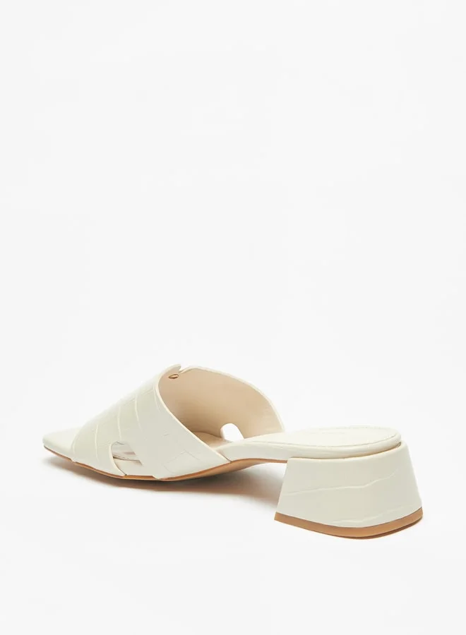 Flora Bella By Shoexpress Women Textured Slip-On Sandals with Metal Accent and Block Heels