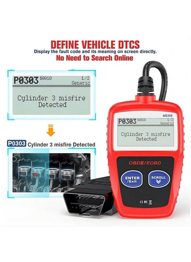 يونج شنج أداة تشخيص السيارات النسخة المطورة من Ms309 Obd2 Obdii Eobd أداة الماسح الضوئي لقارئ رمز الخطأ  - Image 5