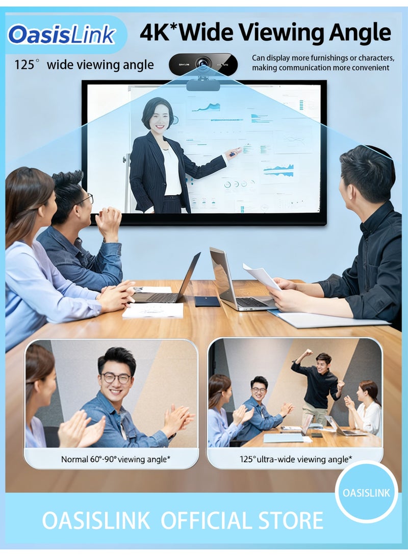 OasisLink Adjustable 5MP autofocus webcam with 1920*1080 resolution and USB drive for computers - Camera with built-in microphone for video conferencing, webcasting, and video calls - Image 2
