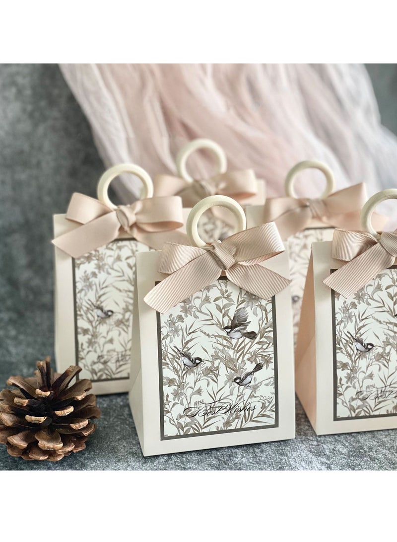 Generic 10-Pack Vintage Floral & Bird Wedding Candy Boxes – Elegant Fabric & Paper Texture with Ribbons, Retro French Forest-Inspired Design, Perfect Favor Boxes for Wedding Sweets, Birthdays, Baby Showers & Special Parties | Premium Treat Packaging for Guests  - Image 1
