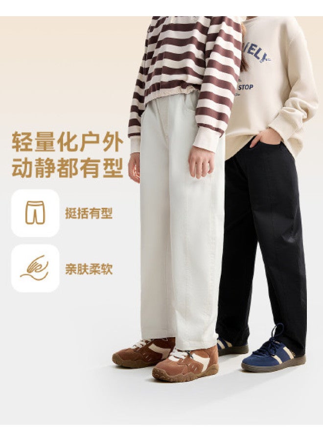 Annil بنطلونات مستقيمة الساق للأطفال 2025 خريف جديدة للأولاد والبنات، متعددة الاستخدامات، عصرية، ضيقة، بلون موحد، بنطلونات رياضية غير رسمية - Image 1