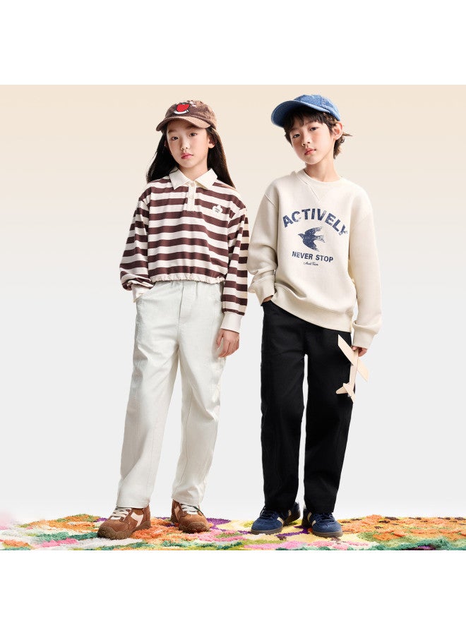 Annil بنطلونات مستقيمة الساق للأطفال 2025 خريف جديدة للأولاد والبنات، متعددة الاستخدامات، عصرية، ضيقة، بلون موحد، بنطلونات رياضية غير رسمية - Image 5