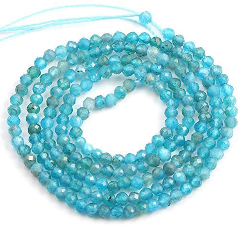 Natural Stone Beads Apatite Gemstone Faceted Loose Beads for Jewelry Making 2 StrandsPack Length 15 Size 2mm