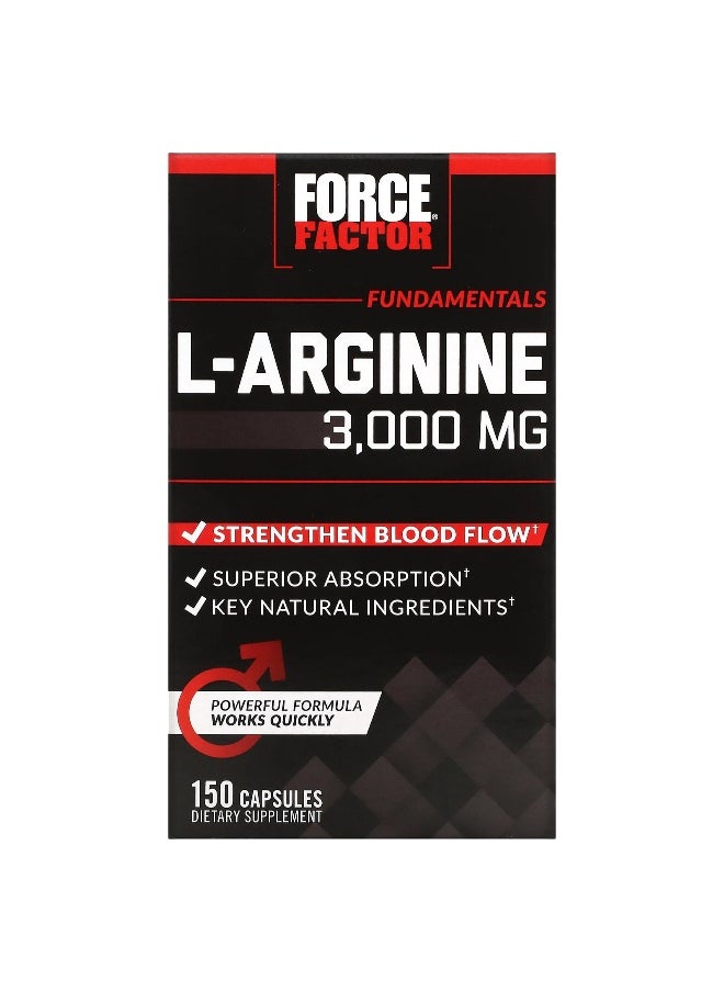 Force Factor Force Factor, L-Arginine, 3,000 mg, 150 Capsules (600 mg per Capsule) 