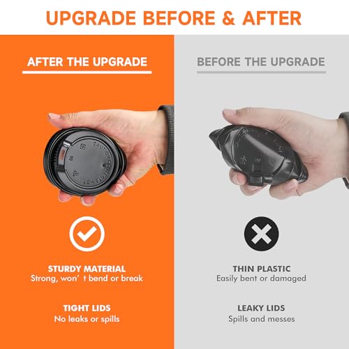 METAPRINT 100 Pack 16 oz Disposable Coffee Cups with Lids and Sleeves, Sturdy Paper Cups for Hot/Cold Drinks, Leak-Proof To Go Coffee Cups with Lids for Home, Café, Events, Office, Black - Image 3