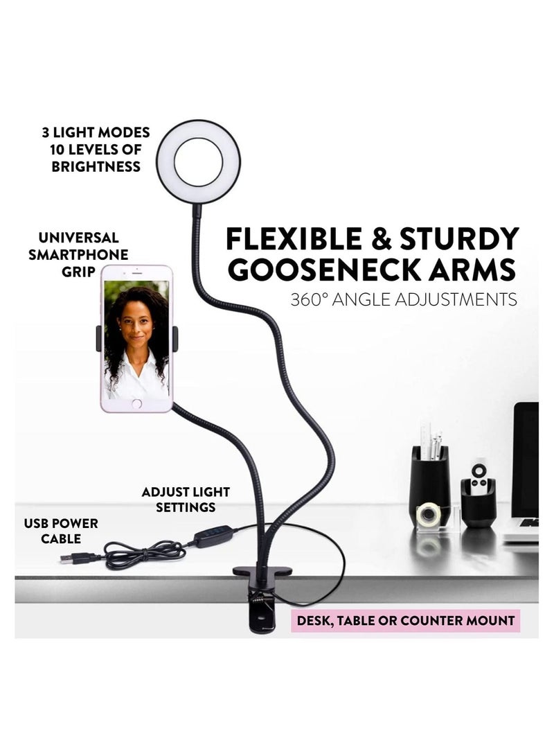 ELTRAZONE Professional Live stream Selfie Ring Light with mobile Phone Holder Stand for Live Stream Makeup ,3-Light Mode, 10-Level Brightness & More Compatible with Universal Phone - Image 2