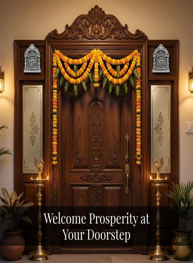 Dev Aastha Silver Plated Subh Labh Hanging for Door Entrance | Wall Décor | Home Décor | Pooja Room | Office Décor | Diwali | Living Room | 4.5 inch - Image 5