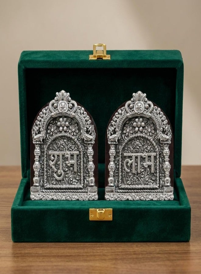 Dev Aastha Silver Plated Subh Labh Hanging for Door Entrance | Wall Décor | Home Décor | Pooja Room | Office Décor | Diwali | Living Room | 4.5 inch - Image 1