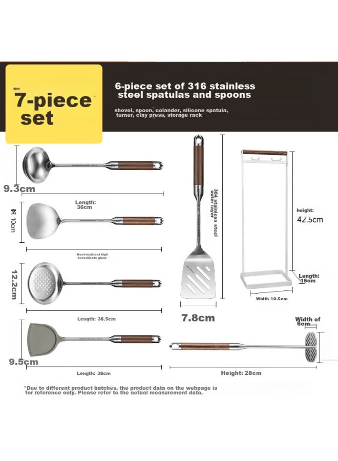 COOKER KING Chuidahuang 316l Stainless Steel Kitchen Utensil Set, 7 Pieces Including Spatula, Frying Pan Spatula, Silicone Spatula, Soup Ladle, Strainer, Kitchenware Set  - Image 2