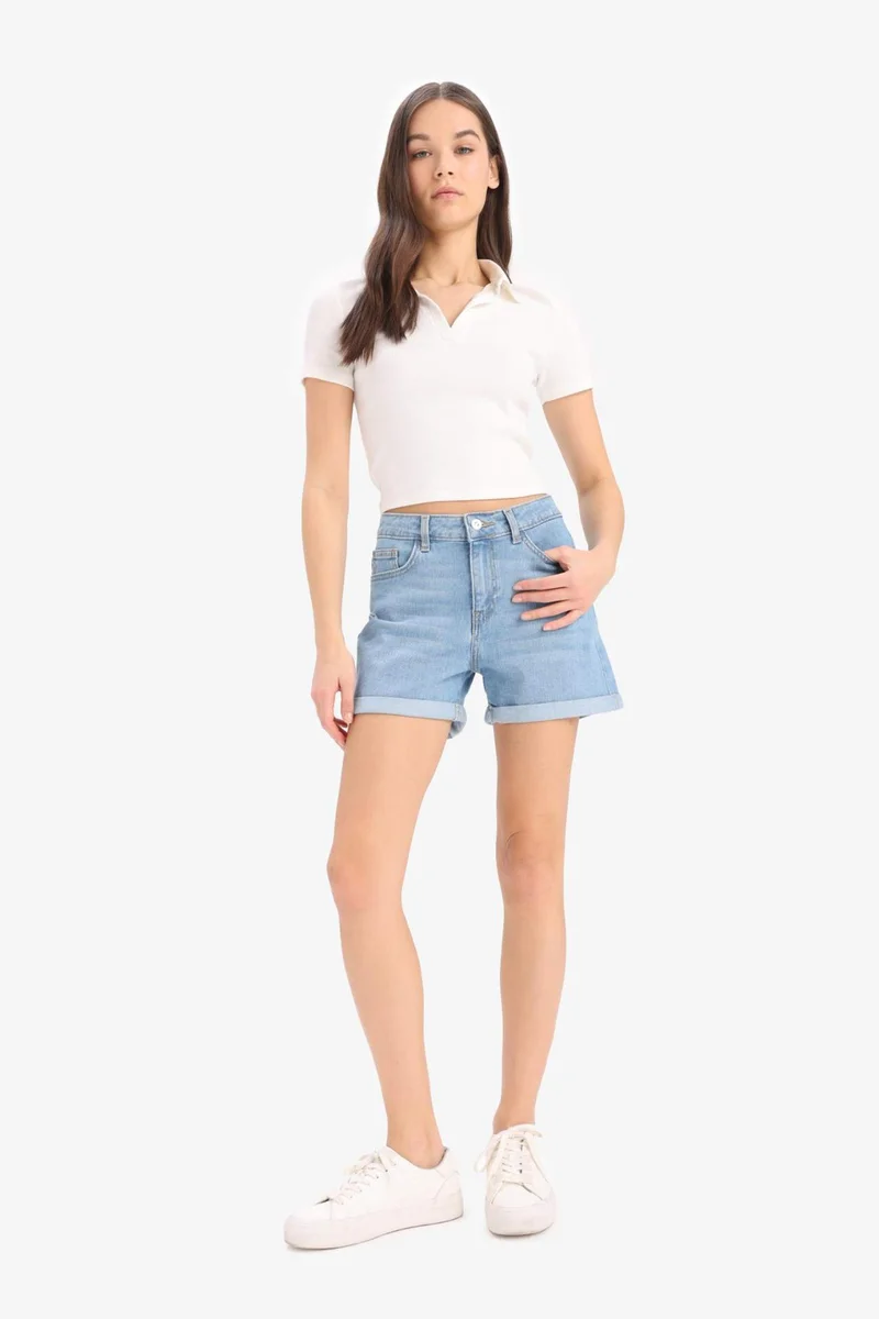 ديفاكتو Denim Normal Waist Short Leg Shorts