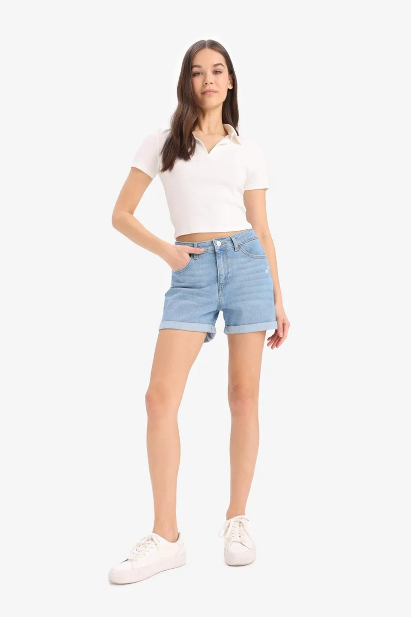 ديفاكتو Denim Normal Waist Short Leg Shorts