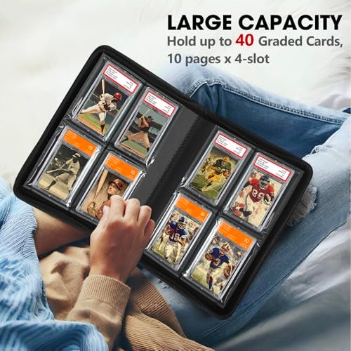 JoyHood 40 Pockets Graded Card Binder, PSA Slab Holder Binder, Graded Card Storage Album for PSA and CGC Slabs (4 Pockets, Black) - Image 5