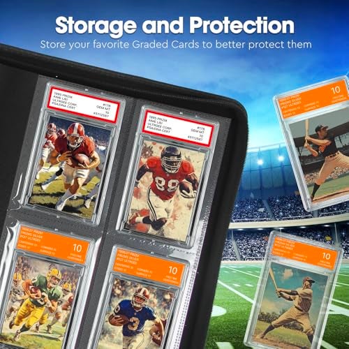 JoyHood 40 Pockets Graded Card Binder, PSA Slab Holder Binder, Graded Card Storage Album for PSA and CGC Slabs (4 Pockets, Black) - Image 4