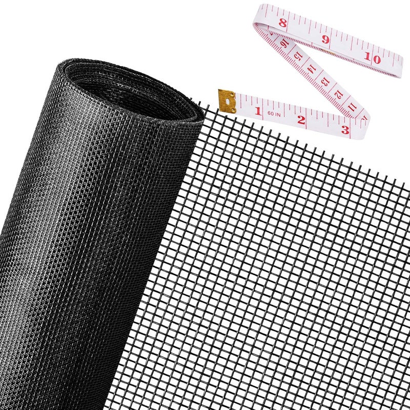 Replacement Window Screens 48X118 Inch Durable Window Screen Mesh for Patio Porch Door Windows DIY Adjustable Fiberglass Screen Repair Kit Sliding Net Roll Pet Black by Ouskr