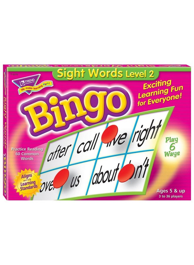 Trend Enterprises Trend Enterprises: Sight Words Level 2 Bingo Game, Exciting Way for Everyone to Learn, Play 6 Different Ways, Great for Classrooms and at Home, 3 to 36 Players, for Ages 5 and Up - Image 1
