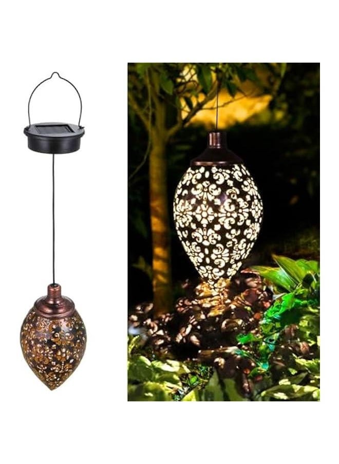 HOOKOR Hanging Solar Lights, Solar Lantern LED Moroccan Garden Lights Metal Lamp Waterproof for Outdoor, Patio, Porch Hanging Decor  - Image 1