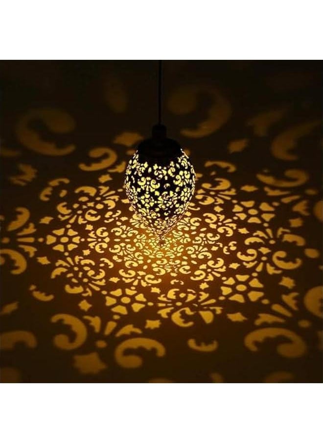 HOOKOR Hanging Solar Lights, Solar Lantern LED Moroccan Garden Lights Metal Lamp Waterproof for Outdoor, Patio, Porch Hanging Decor  - Image 2